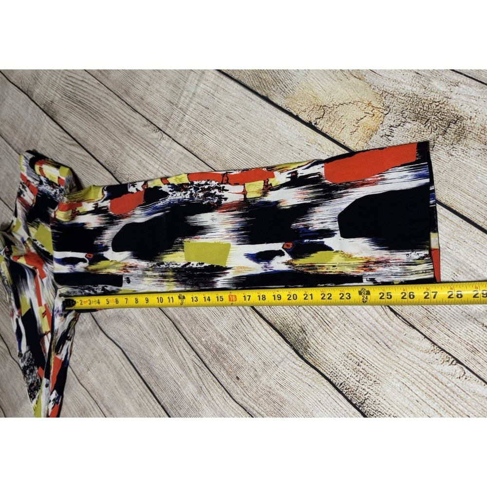 Krazy Larry Abstract Orange Yellow Blue Black Paint 27" Inseam Pants Sz 8 Tb13 - Picture 7 of 8